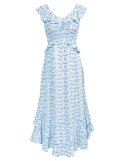 Summer Sleeveless Floral Dresses for Women UK Casual Loose Ruffled A-line Picnic Beach M