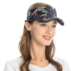 Summer Sun Visor Cap Print Sports Tennis Visors Hat for Women Girls(Black)