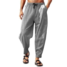 Summer Trousers Men's Cargo Trousers Baggy Trousers Men's Trousers Men's Spring Summer Trousers Casual All Plain Cotton Linen Loose Trousers Fashion Beach Trousers Jogging Bottoms Men's