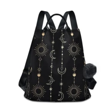 Sun Moon Stars Witch Anti-Theft Backpack for Women Fashion Purse Bag Travel Shoulder Bag Rucksack School Back Pack