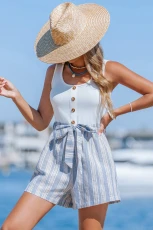 Sunset Sail Striped Playsuit - White
