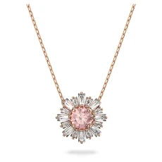 Sunshine pendant, Pink, Rose gold-tone plated