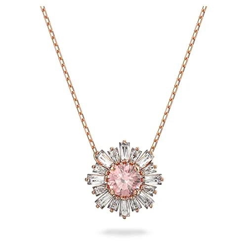 Sunshine pendant, Pink, Rose gold-tone plated