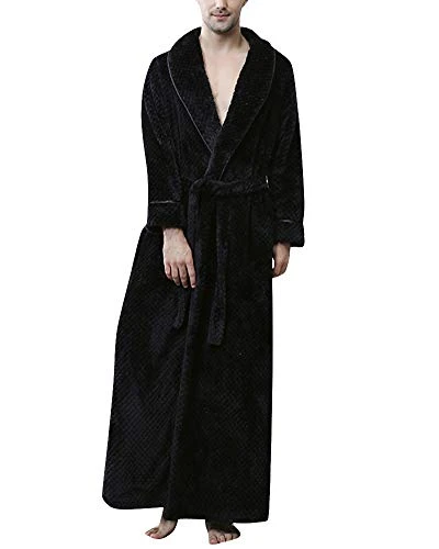 Super Soft Men Dressing Gown Terry Towel Bathrobe Perfect for Shower Spa Hotel Black M