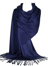 Super Soft Pashmina Shawl Scarf Wrap (Dark Navy Blue)