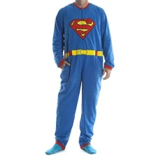 Superman DC Comics Adult Costume Pajamas Cosplay Jumpsuit, Blue, M Superman DC Comics Adult Costume Pajamas Cosplay Jumpsuit, Blue, M