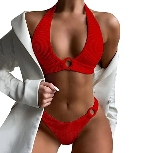 Surfshirt Bikini Triangle Women's High Waist Bikini Plus Size Thong Bikini Women's Set Bikini Women's Top Swimsuit Bikini Bandeau Women's Swimsuit Women's Sexy A, red, S
