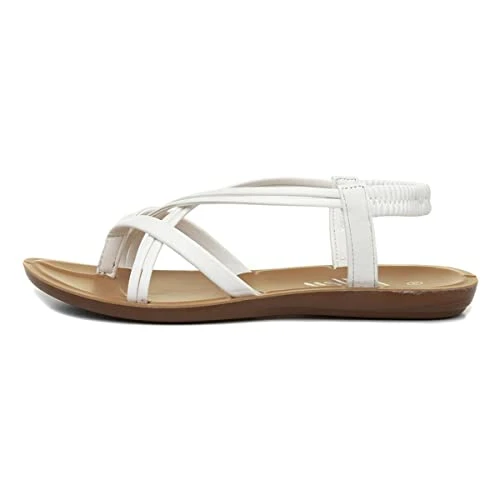 Suzzie Womens White Flat Slip On Sandal - Size 6 UK - White