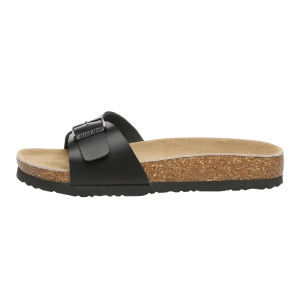 Swan Leather Easy Slip On Sandals - Size 6 - Black