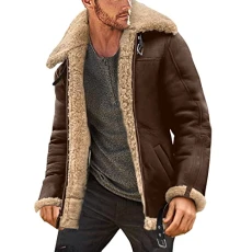 Sweat Jacket Lined Men's Plus Size Winter Coat Lapel Collar Long Sleeve Padded Leather Jacket Vintage Thick Coat Sheepskin Jacket Jackets Transition Men, brown, XL Sweat Jacket Lined Men's Plus Size Winter Coat Lapel Collar Long Sleeve Padded Leather Jacket Vintage Thick Coat Sheepskin Jacket Jackets Transition Men, brown, XL