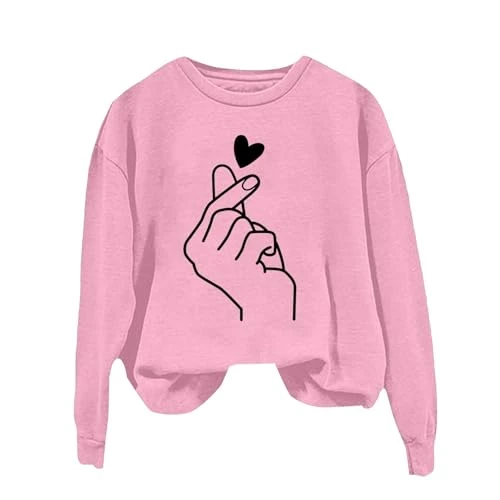 Sweatshirt for Womens Elegant Crew Neck Baggy Basic Tops Teens Long Sleeve Pullover Jumper Cute Casu