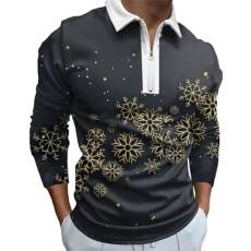 Sweatshirt Jacket for Men UK Men's Jumpers 1/4 Zip Tops Polo Neck Long Sleeve Golf Sweater Turtle Neck Soft Pullover Sweaters for Men Ugly Christmas Sweater Men Christmas Vacation