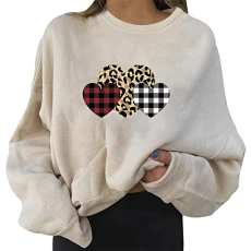 Sweatshirt Jacket Women's Hooded Pullover Casual Short Crew Neck Long Sleeve Printed Shirt Pullover Top Women's Long Fleece Pullover Hoodie Sweatshirt Jacket, beige, XXL