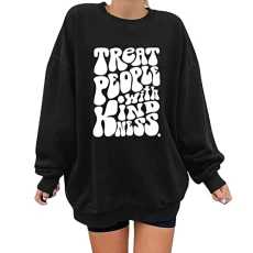 Sweatshirt Jacket Women's Sweatshirt for Women Hoodies Colourful Letter Print O-Neck Long Sleeve Pul