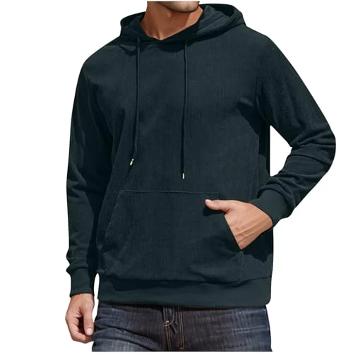 Sweatshirts for Men Uk Mens Hoodies Waffle Top Plain Pullover Hoody Hooded Tops Hoodie Long Sleeve Casual Slim Hoody Outwear Fall Winter Warm Sweatshirt Plus Size Hoodie with Pocket Oversized Clothes