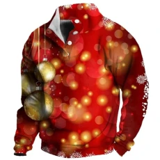Sweatshirts For Men UK - Mens Hoodless Sweatshirt Print Long Sleeve Pullover Sweatshirts Autumn And Winter Shirts Half Standing Neck Sweaters Casual Zippered Sweater Christmas Holiday Tops Yellow