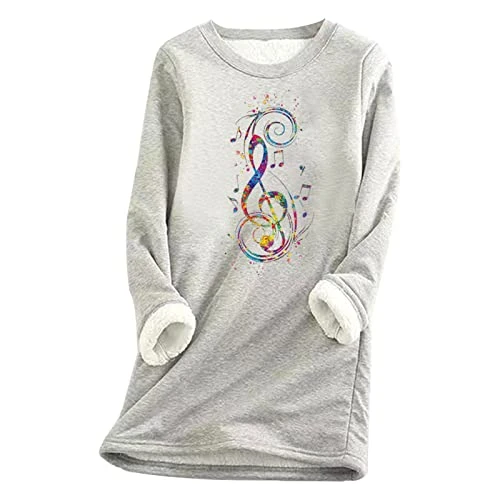 Sweatshirts for Women Autumn and Winter Fleece Warm Floor Shirt Christmas Printed Women's Sweatshirt Fit Floor Shirt Zip Hoodie Oversized, gray, L