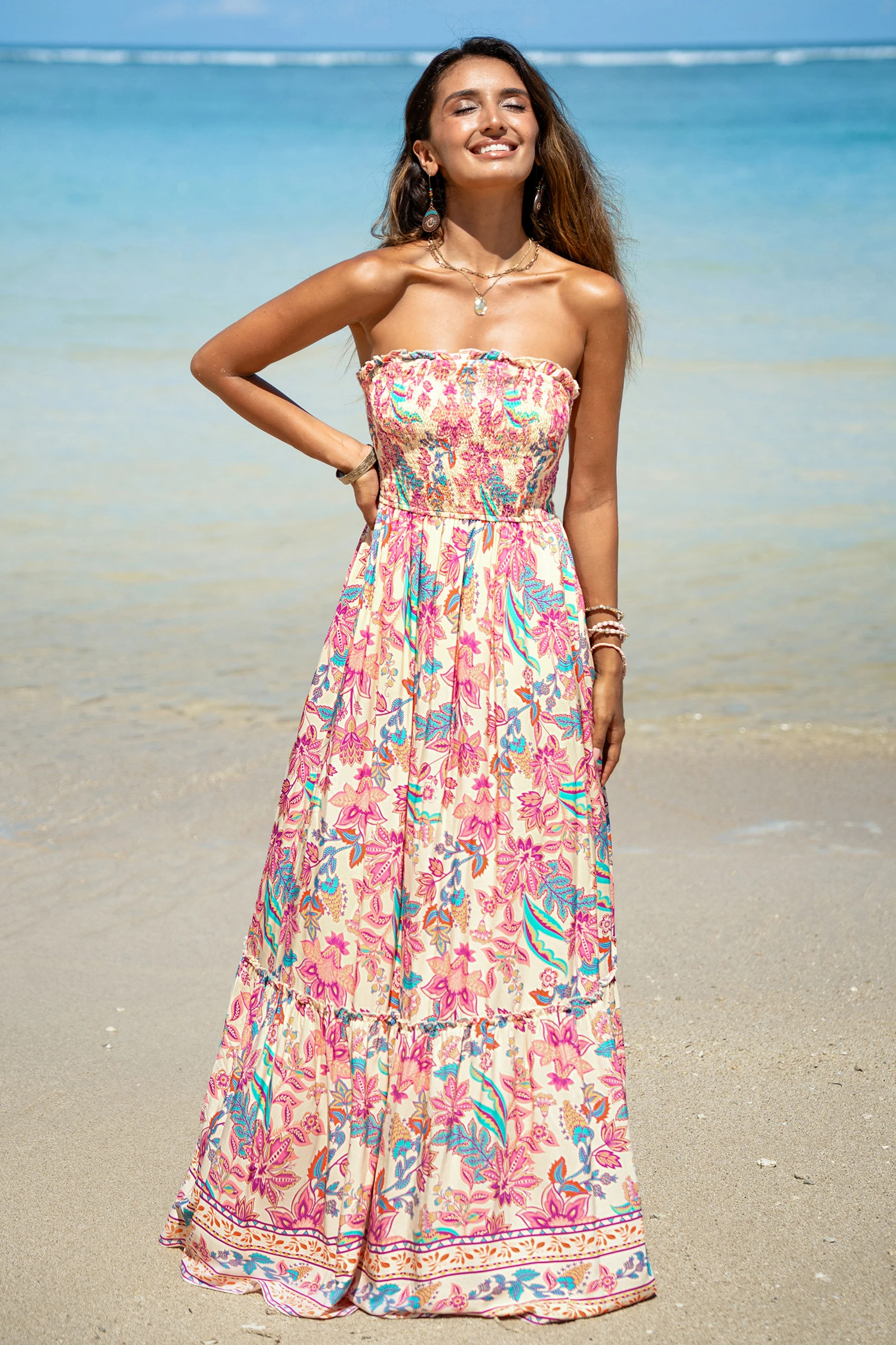 Sweet Lily Floral Maxi Dress - Red