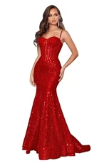 Sweetheart Bodycon Cocktail Dress Long Sparkly Spaghetti Strap Backless Prom Dresses Mermaid Sequin 