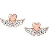 Sweetrock Rose Gold Winged Heart Crystal Earrings