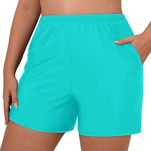 Swim Shorts Women Plus Size High Waisted Swimming Board Shorts Swimming Costume for Women Rash Guard Board Short Plus Size Swim Pants Knee Length Swim Shorts New Home Gifts Travel Essentials
