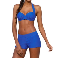 Swimming Costume Women Large Bust, Two Piece Bikini Set Wave Black Ladies Swimming Costumes Womens High Waisted Bikini Set Sexy Push up Cross Wrap Twist Front Swimsuit Sale Clearance