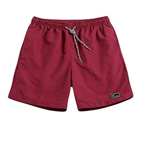 Swimming Shorts Men Beach Thin Trousers Short Pants Fast-Drying Casual Men's Summer Sports Size Plus Men's Pants Mens Causal Shorts Wine, XL Mens Swimming Shorts with Zip Pockets Mens Shorts Cargo