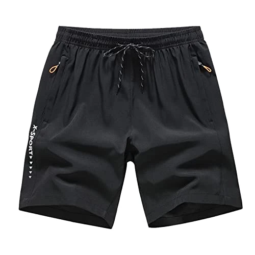 Swimming Shorts Men Capris Summer Men's Casual Sports Breathable Loose Beach Pants Casual Shorts Men Cargo Pants with Pockets Loose Fit Black, 3XL Mens Swimming Shorts with Zip Pockets Swim Shorts