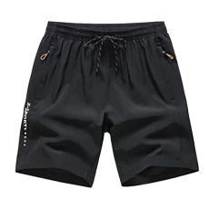 Swimming Shorts Men Capris Summer Men's Casual Sports Breathable Loose Beach Pants Casual Shorts Men Cargo Pants with Pockets Loose Fit Black, 3XL Mens Swimming Shorts with Zip Pockets Swim Shorts