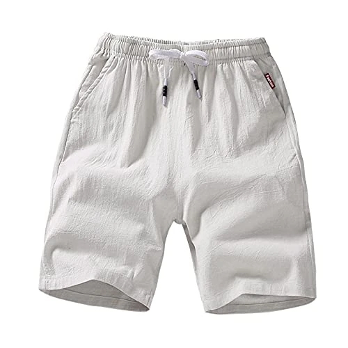 Swimming Shorts Men Men Trousers Short Pants Fitness Pants Size Casual Jogger Beach Plus Loose Men's Pants Cotton Shorts White, L Mens Swimming Shorts with Zip Pockets Mens Swimming Shorts Multipack
