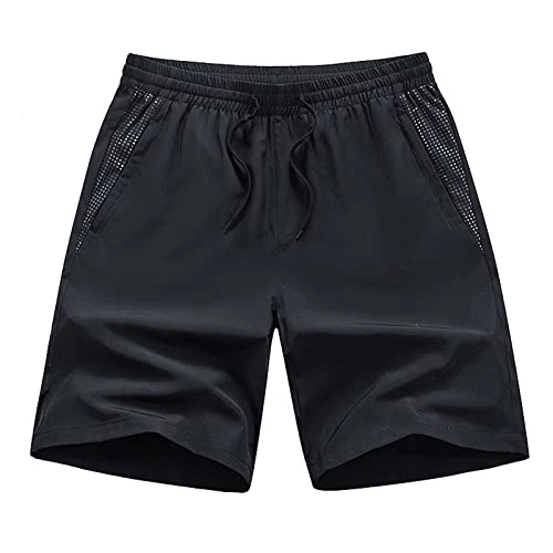 Swimming Shorts Men Summer Men Fashion Sports Cargo Pants Straight Leg Loose Shorts Beach Pants Tr Bathing Suits Black, L Mens Swimming Shorts with Zip Pockets Mens Swim Shorts with Mesh Lining