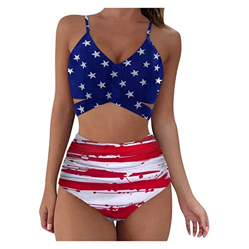 Swimsuit Women's Tummy Control Push-Up Set Sexy Printed Swimsuits Women Soild Bikini Bathing High Waist Swimwear Set Sports Swimsuit Women's Bikini Women's Set Bikini Women's Tummy Control,