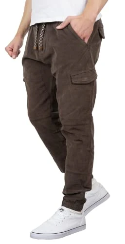 Sydney Men's Corduroy Cargo Trousers Cotton Cord Trousers Chino Jogger, brown, XXL