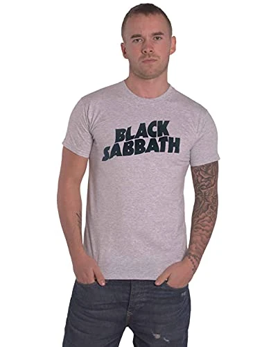 T Shirt Classic Wavy Band Logo Official Unisex Grey XL