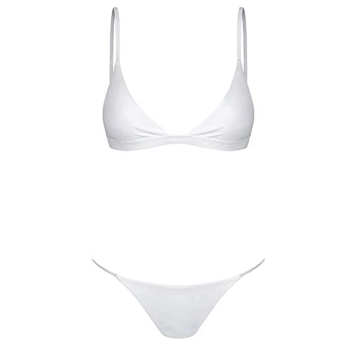 T-Shirt Men's Fun Swimsuit Women's Bandage Set Brazilian Beachwear Bandeau Push-Up Bikini Swimwears Tankinis Set Women's Swimsuit Two Pieces, White, S