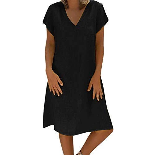T-Shirt Summer Cotton Style Casual Clothing Women Vestido Women Dress Plus Female Size Winter Dress Ladies, black, XXL