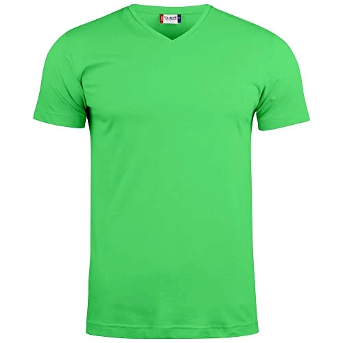 T-shirt V-neck half sleeve Men Women Unisex Basic-T V-neck, in Cotton Jersey, sweatband ribbon, stretch collar, slim-fit fit fit, Acid Green, XXL