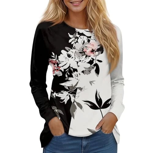 T Shirts for Women UK Crop Top Sequin Shirts for Women Ruffles Blouse Ladies Tunic Wool Jumpers for Women UK Long Sleeve Sweatshirt Christmas Tops for Women UK Plus Size(Pink,XL)