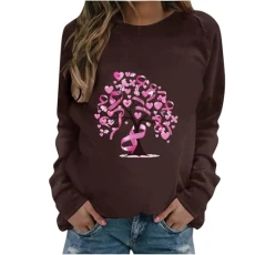 T Shirts for Women UK Sunflower Butterfly Dandelion Print Sweatshirt Crew Neck Long Sleeve Plain Tops Basic Oversized Jumper Tunic top Pullover Blouse Shirts(A3-Brown,M)