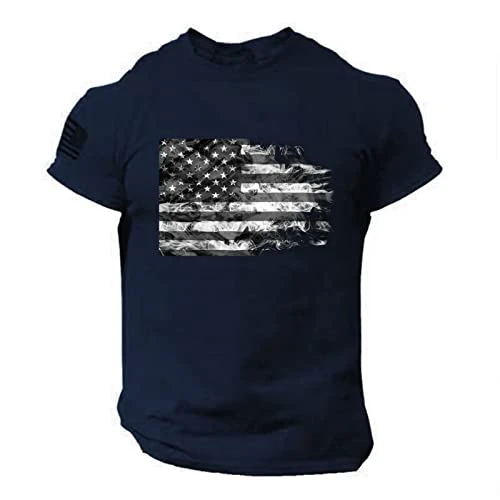 T Shirts Mens Sale Short Sleeved Summer Beach Tees 3D Printed Us Flag Logo Casual Regular Fit Crew N