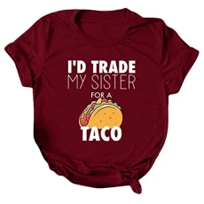 Tads O Print Sleeves Women's Casual Short Blouse for Women with Neck T Red Lace Top Women's T-Shirt Loose Women's Sports Short Sleeve T-Shirt Summer, Wine Red, XXL