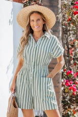 Tailored Touch Striped Playsuit - Green