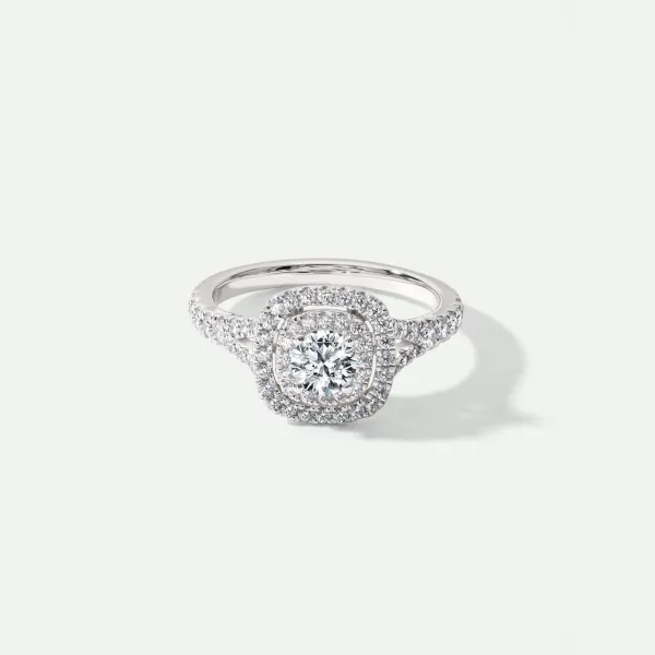 Talia | 9ct White Gold 100ct tw Lab Grown Diamond Double Halo Ring - Size L