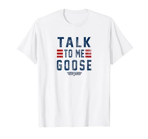 Talk To Me Goose Distressed Text T-Shirt