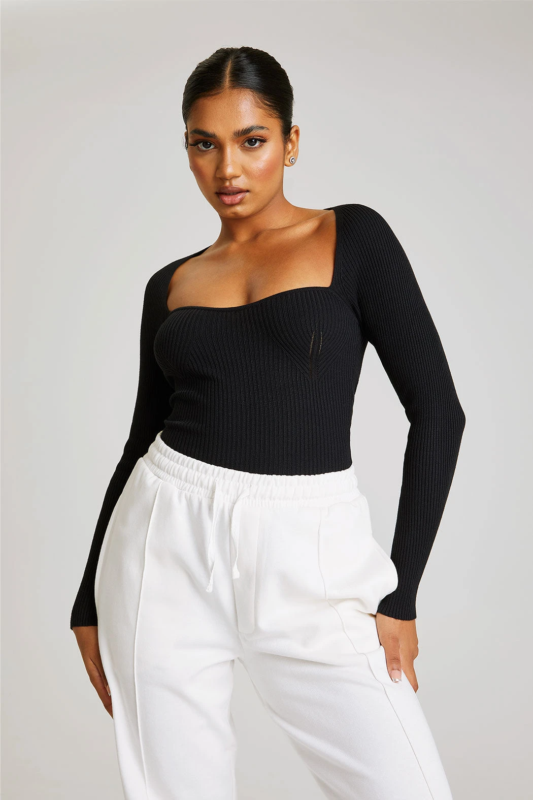 Tall Black Square Neck Sweetheart Top /