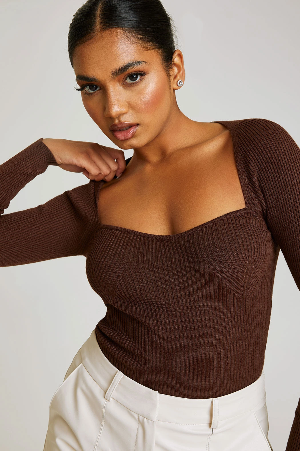 Tall Chocolate Square Neck Sweetheart Top /