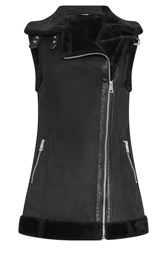 Tall Faux Fur Trim Gilet - Women's Black