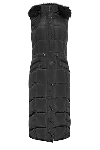 Tall Faux Fur Trim Hooded Midi Gilet - Women's Black