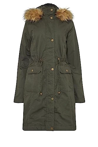 Tall Khaki Faux Fur Trim Parka - Women's