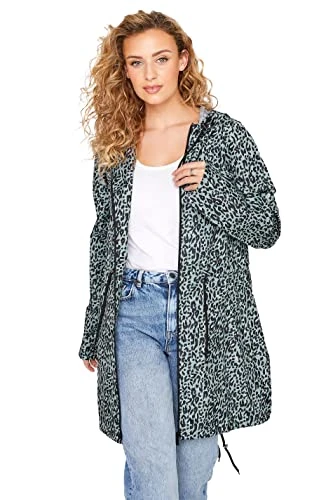 Tall Sage Leopard Print Pocket Parka - Women's Green